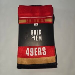 Rock Em Socks San Francisco 49ers Mens S/M Red Gold‎ Crew Socks NFL Fan Gear New